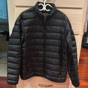 Eddie Bauer Black Puffer Jacket with Stand-Up Collar